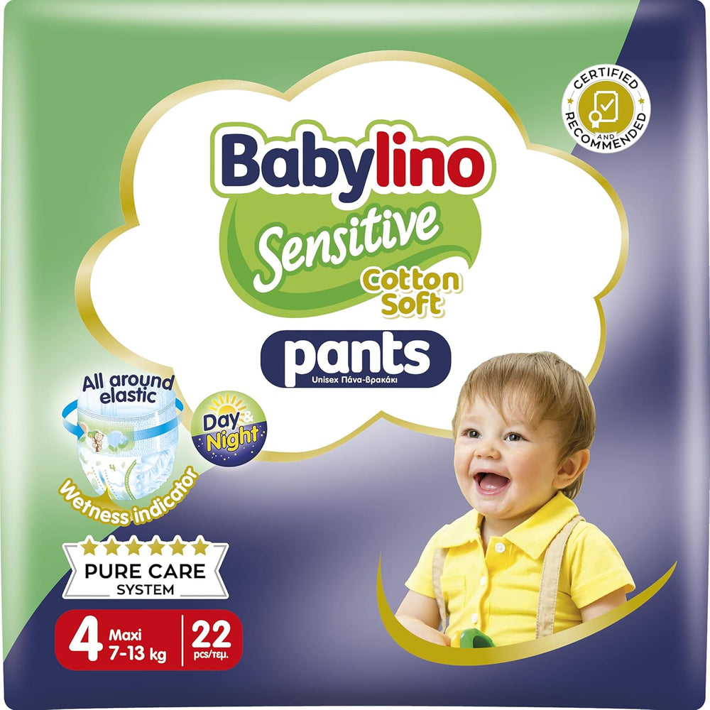 Pieluszki Sensitive Cotton Soft, rozm. 4, Spodnie Maxi (7-13 kg), 22 sztuki