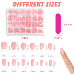 360 de bucăți unghii artificiale unghii franțuzești unghii false dreptunghiulare medii unghii false unghii false naturale DIY vârfuri de unghii false cu pilă de unghii presare pe unghii artificiale pentru doamne și femei