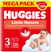 Pieluszki Huggies Ultra Comfort/Little Movers, rozmiar 3 (4-9 kg), wzór Disneya, chłonne, pełna ochrona, 126 sztuk