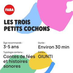 Figura cu sunet Cei trei purceluși - povești cu sunet - jucărie, conținut educațional, versiune franceză, copii cu vârsta cuprinsă între 4 și 6 ani Jucarii Bebe Naty Shop