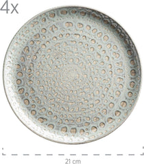 MÄSER 931744 Seria Spicy Market, Set de veselă pictat manual pentru 4 persoane în design vintage mediteranean, Set combinat din ceramică cu 16 piese, Verde, Gresie