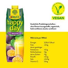 Rauch Happy Day Maracuja | Cu o mulțime de vitamina C | Magie exotică și aromă intensă | 6X 1 litru, Tetra Prisma Bauturi fara alcool Naty Shop