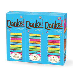 Heidel Thanks, batoniki mlecznej czekolady 3x80g, 16 mini-batonów po 5g w opakowaniu, różne wyrazy wdzięczności, wykwintny pomysł na prezent