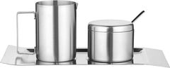 Set de 4 recipiente pentru lapte și zahăr, model Wave, 400-1655, fabricat din oțel inoxidabil 18/10 periat. Setul este format din câte o tavă din fiecare.