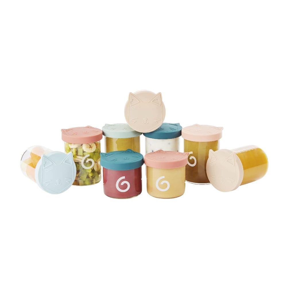 Babymoov ISY BOWLS recipiente pentru alimente pentru copii din sticlă robustă, rezistentă la temperatură - pentru depozitarea/congelarea alimentelor pentru copii, 6x 250ml + 3x 120ml Cutii depozitare alimente Naty Shop 6X250ml + 3X120ml