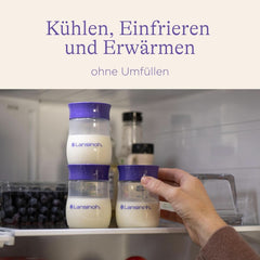 Lansinoh Muttermilchflaschen, 4 X 160 Ml - Zur Sicheren Muttermilch Austellungen - Neues Kompaktes Design Für Verbesserte Stabilität - Mit Stapelbarem Deckel Akcesoria Żywność i karmienie piersią Bebe Naty Shop