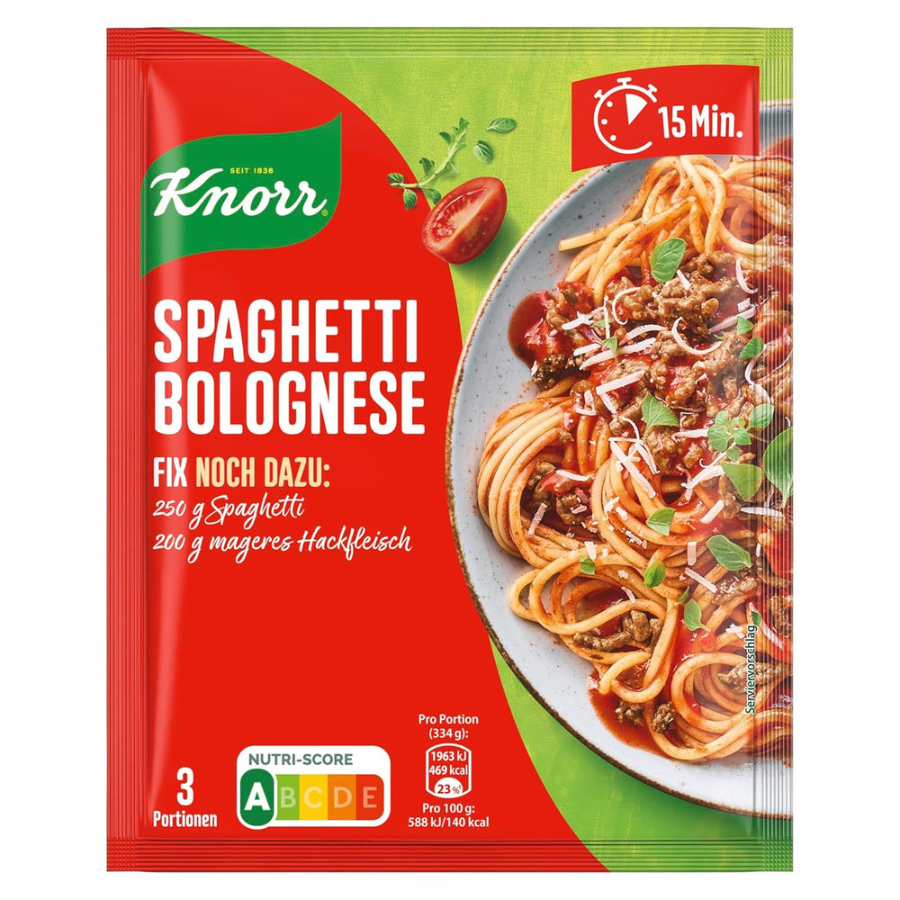 Knorr Fix Würzmischung Spaghetti Bolognese na pyszne danie z makaronem z naturalnymi składnikami 40 g