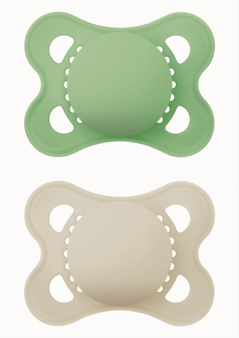 Suzetă MAM din cauciuc natural, 2-6 luni, cu tetină simetrică, plată și flexibilă, cu cutie autosterilizabilă, neutră mată, 2 bucăți