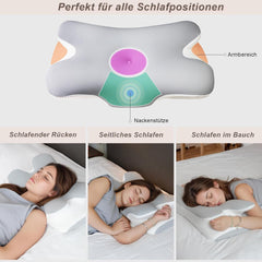 Pernă pentru gât Pernă ortopedică pentru cap Pernă din spumă de memorie Pernă pentru impact lateral - Design ergonomic Cu formă goală Pentru impact lateral, dorsal și abdominal Gri deschis Perne ortopedice cervicale Naty Shop