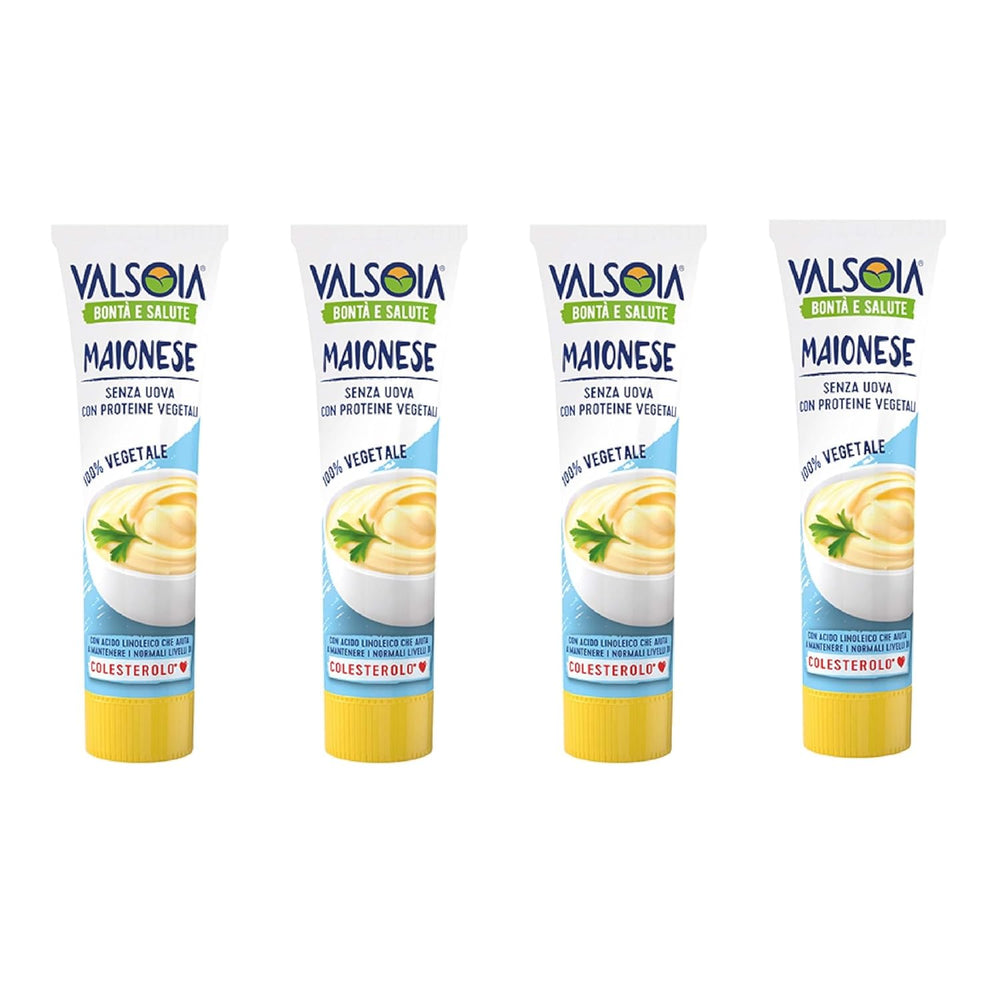 Maioneză pe bază de plante din soia, fără ouă, ideală pentru vegani și vegetarieni, versatilă în bucătărie, 4 x 150 ml