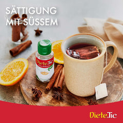 Diete.Tic Płynny słodzik ze stewią, zero kalorii, wygodne opakowanie 3 x 50ml (1000 kropli), bezglutenowy, bez konserwantów, doskonały do słodzenia napojów, jogurtów i sałatek owocowych