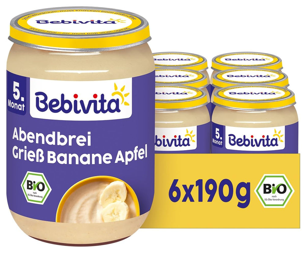 Wieczorna kaszka manna-banan-jabłko, 190g opakowanie 6 sztuk (6x190g)
