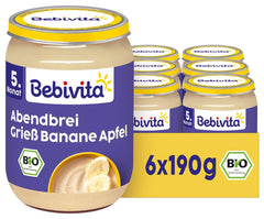 Wieczorna kaszka manna-banan-jabłko, 190g opakowanie 6 sztuk (6x190g)