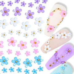 Unghii cu flori 3D, 6 grile, farmece pentru unghii cu flori, strasuri acrilice pentru unghii, accesorii pentru unghii, decorațiuni DIY pentru unghii de primăvară