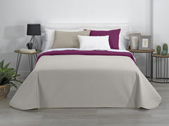 AVA | Cuvertură Reversibil Boutique | Pentru toate anotimpurile | Culoare - Gri/Fucsia | Pentru pat de 140/150/160 cm. pat. (250 X 270 Cm. Ancho X Alto) | Cuvertură cu matlasare Plapumi si pilote Naty Shop