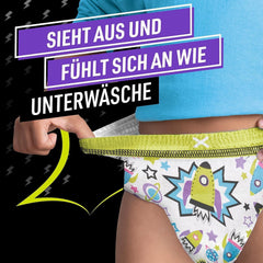 Spodnie od piżamy Spaceship, 9 chłonnych spodni nocnych, 8 lat, 27–43 kg, ochrona przed wyciekami przez całą noc