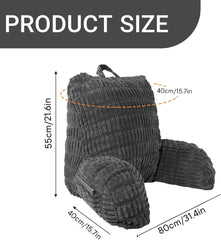 Pernă de citit pentru pat și canapea, pernă de citit cu suport pentru încheietura mâinii, cotiere și suport pentru spate, pernă de spate pentru pat pentru odihnă, relaxare, citit, lucrul la laptop, vizionarea televizorului (gri închis)