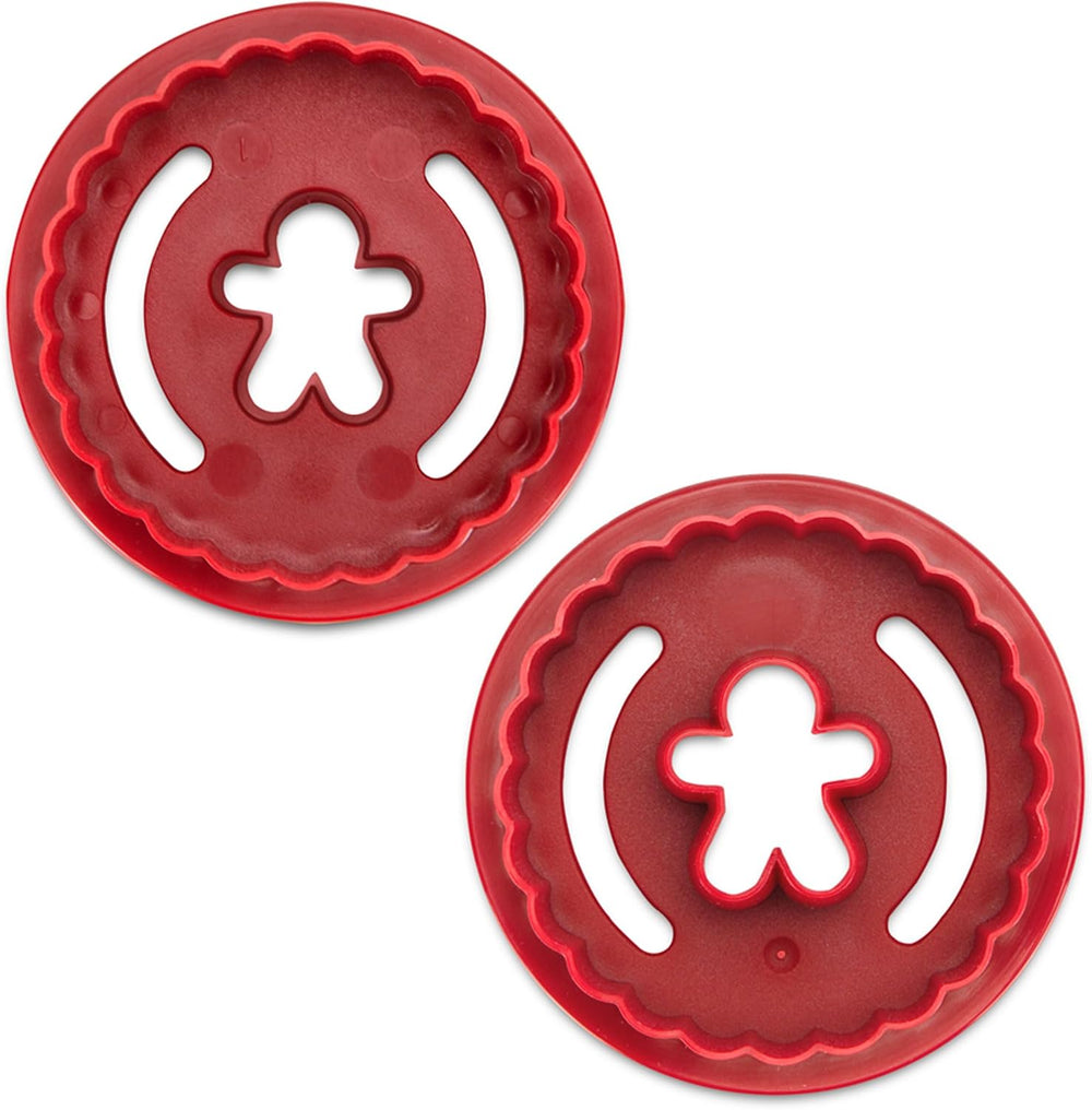 Formă de biscuiți Städter Linzer, omuleț de turtă dulce, ondulată, față-verso, plastic ABS, roșie, diametru: 5,5 cm, înălțime: 3 cm, 954145