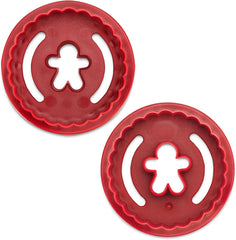 Formă de biscuiți Städter Linzer, omuleț de turtă dulce, ondulată, față-verso, plastic ABS, roșie, diametru: 5,5 cm, înălțime: 3 cm, 954145