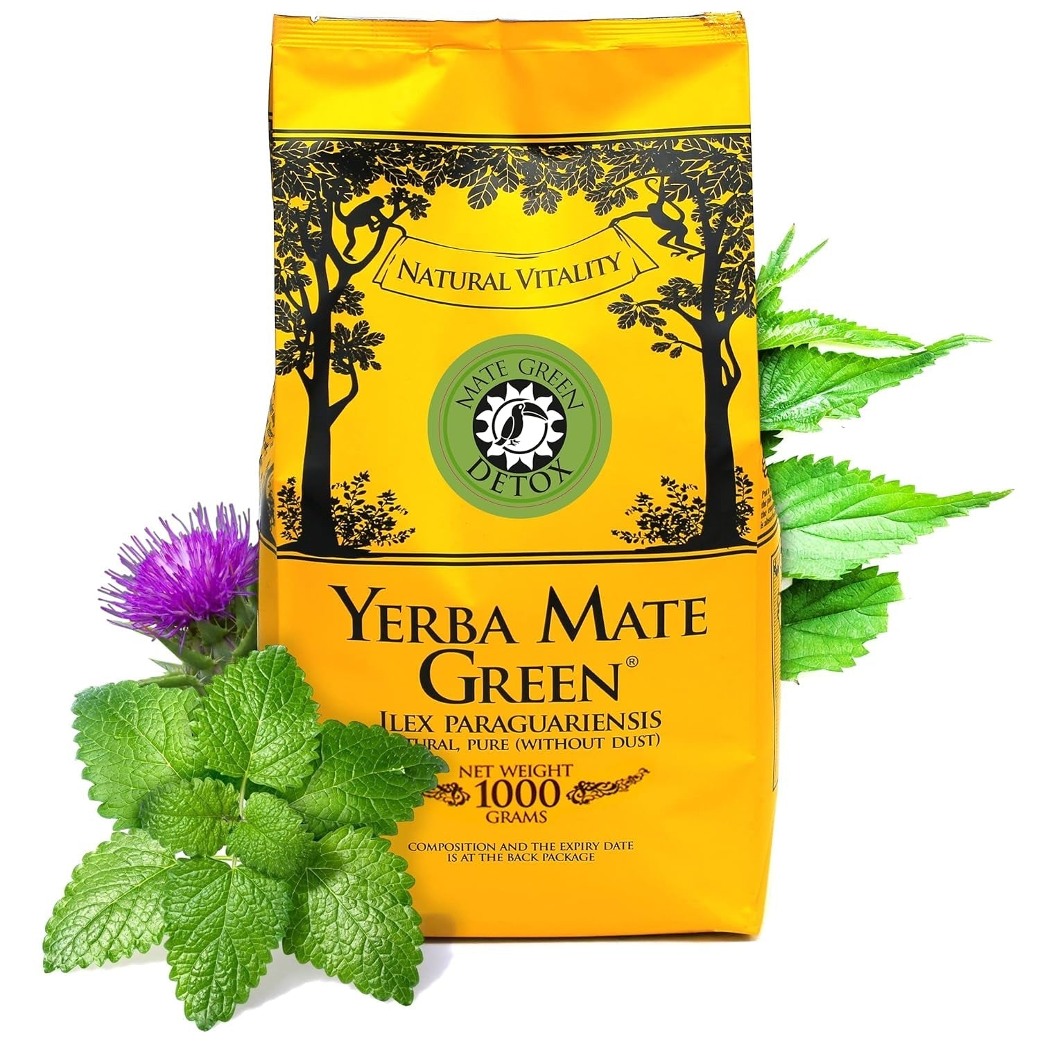 , Ceai Mate „Absint” 400 G Cu mentă, fructe de fenicul, iarbă de pelin | Ceai Mate brazilian de cea mai înaltă calitate, 1 bucată (pachet de 1)