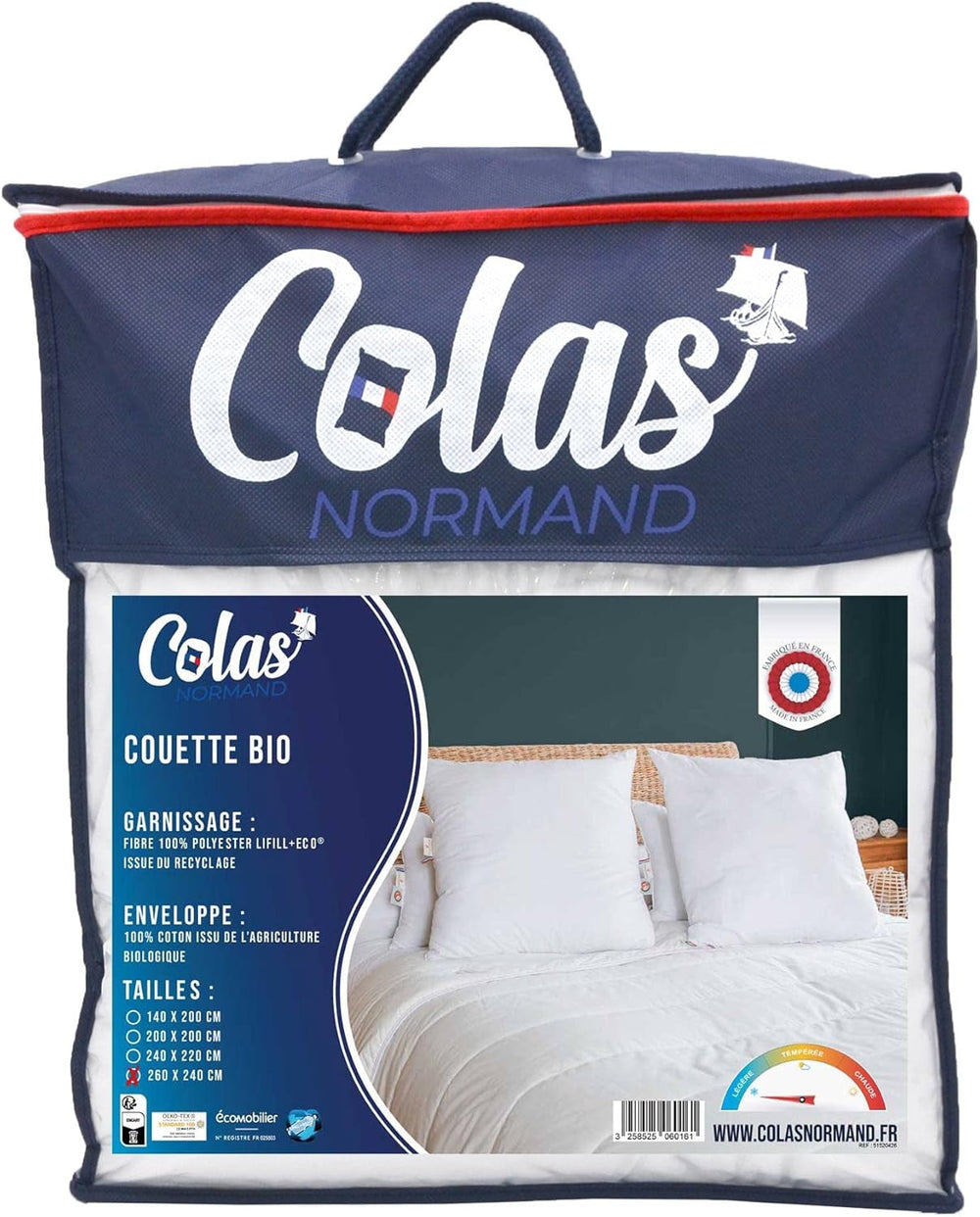 Kołdra COLAS NORMAND 260 X 240 cm, bawełna organiczna i wypełnienie z recyklingu, lekka, miękka, można prać w pralce w 40°C Kołdry i kołdry Naty Shop Tytuł domyślny