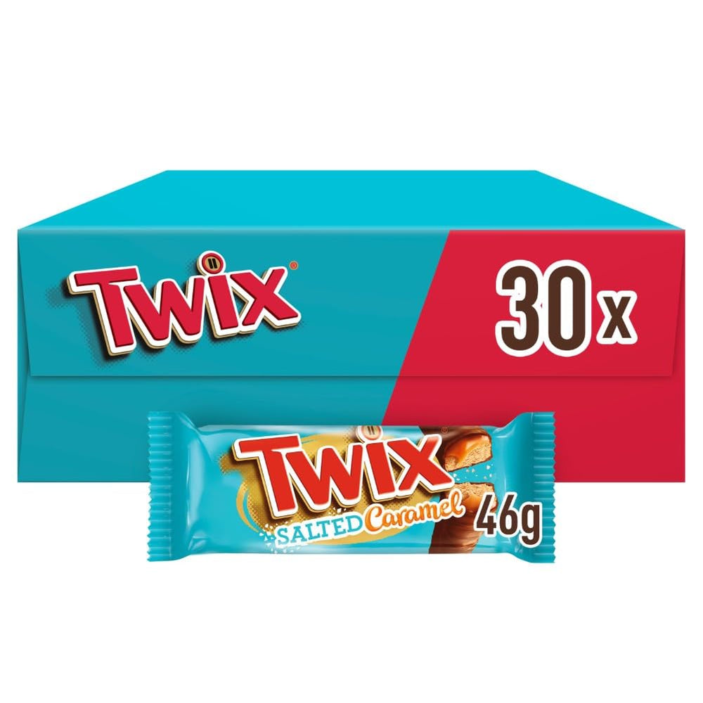Batony Czekoladowe Twix Solony Karmel | Opakowanie zbiorcze czekolady | 30 podwójnych batonów (30 x 46g)