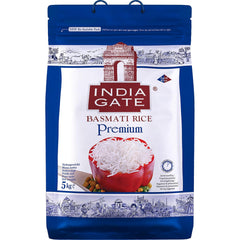 INDIA GATE Premium Basmati Rice – Długoziarnisty drobnoziarnisty, aromatyczny ryż z Indii, drobnoziarnisty długoziarnisty (1 x 5 kg)