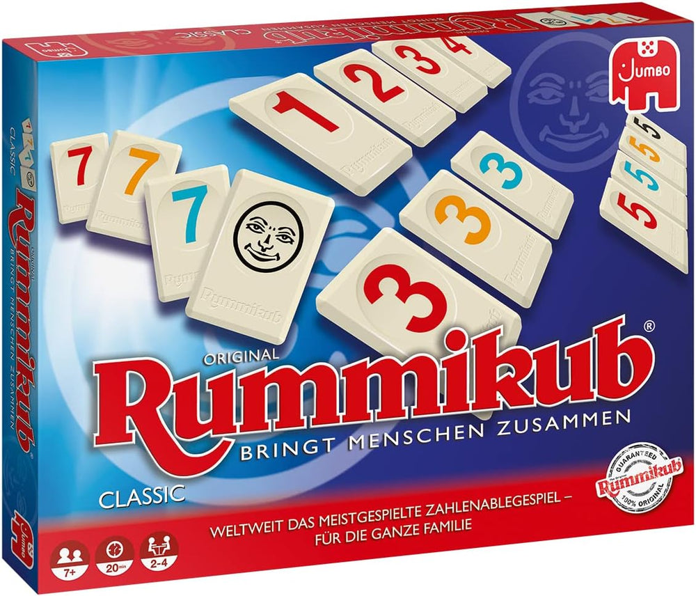 Jumbo Spiele Original Rummikub Classic - der Spieleklassiker unter den Gesellschaftsspielen - für Erwachsene und Kinder ab 7 Jahren JUM17571 Wielokolorowy 2,7 x 3,7 cm
