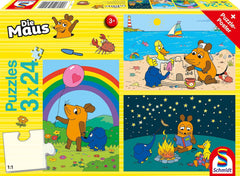 Schmidt Spiele 56212 Mouse, prieteni buni, 3X24 piese puzzle pentru copii, albastru Puzzle Naty Shop Titlu implicit