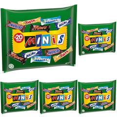 Mieszane Minis, Snickers, Bounty, Twix, Milky Way, opakowanie zbiorcze czekolady, jedno opakowanie (1 x 400 g) (zestaw 5 sztuk)