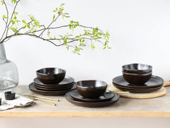 CreaTable, 21249, seria Natura Organic RUSTY, set de veselă cu 12 piese pentru 4 persoane, set de farfurii din gresie, potrivit pentru mașina de spălat vase și cuptorul cu microunde, fabricat în Europa