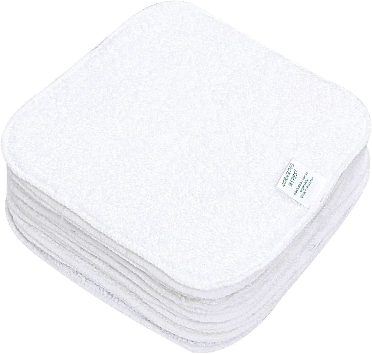 Șervețele reutilizabile pentru copii 100% bumbac Terry (25pachet - 15X15Cm - alb) fără parfum, lavabile, ultra moi și super absorbante Mama si Copilul Naty Shop