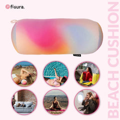 FISURA Pernă de plajă, Culoare gradient, 29 X 12 Cm, Pernă de relaxare, Roz, Pernă de călătorie originală, Pernă de camping din poliester, Demontată Perne calatorie Naty Shop