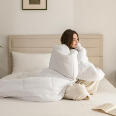 Good Nite Zimowa kołdra 200X200 cm 460 g/m² Ciepła kołdra na zimową pościel Kołdra wypełniona poliestrem Biały koc do spania z mikrofibry 200 x 200 cm Kołdry i kołdry Naty Shop