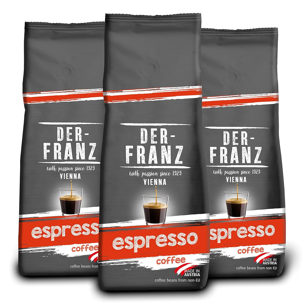 Der-Franz Espresso Kaffee, Intensität 5/5, Arabica und Robusta, ganze Bohne, 3 x 500 g