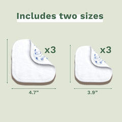 Pieluszki wielokrotnego użytku do ciała i makijażu, w 100% z bawełny GOTS, dla niemowląt i całej rodziny - oczyszczają skórę i pochłaniają brud, odpowiednie dla skóry wrażliwej (6 szt.)