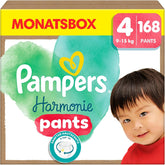 Pampers Harmony Pants rozmiar 4, 168 pieluszek, 9 kg - 15 kg, delikatna ochrona skóry i komfort 360°