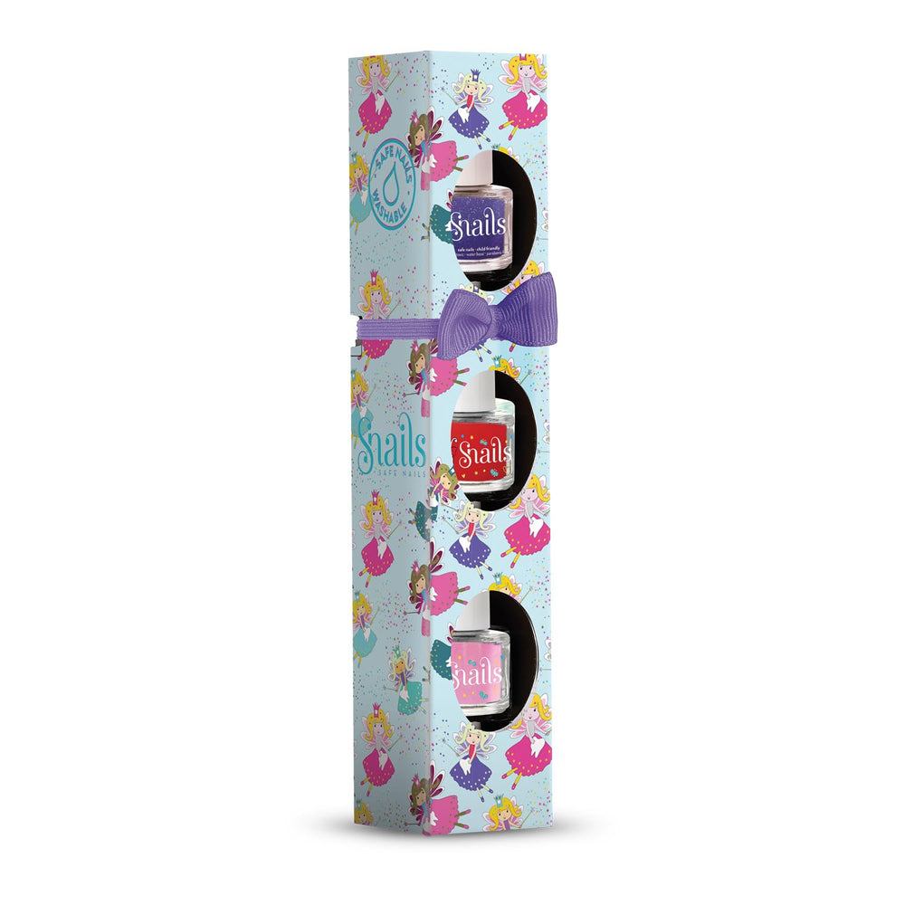 Snails 510421 Zestaw upominkowy z lakierem do paznokci dla dzieci, Mini Fairy 3x5ml, na bazie wody, zmywalny, bezpieczny, wegański