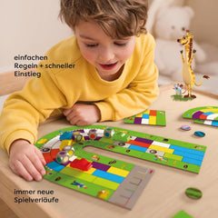 HABA Monza - szybka gra planszowa i wyścigi samochodowe dla dzieci w wieku 5+ - z 6 kolorowymi drewnianymi samochodzikami i kolorowymi kostkami - 2012226001