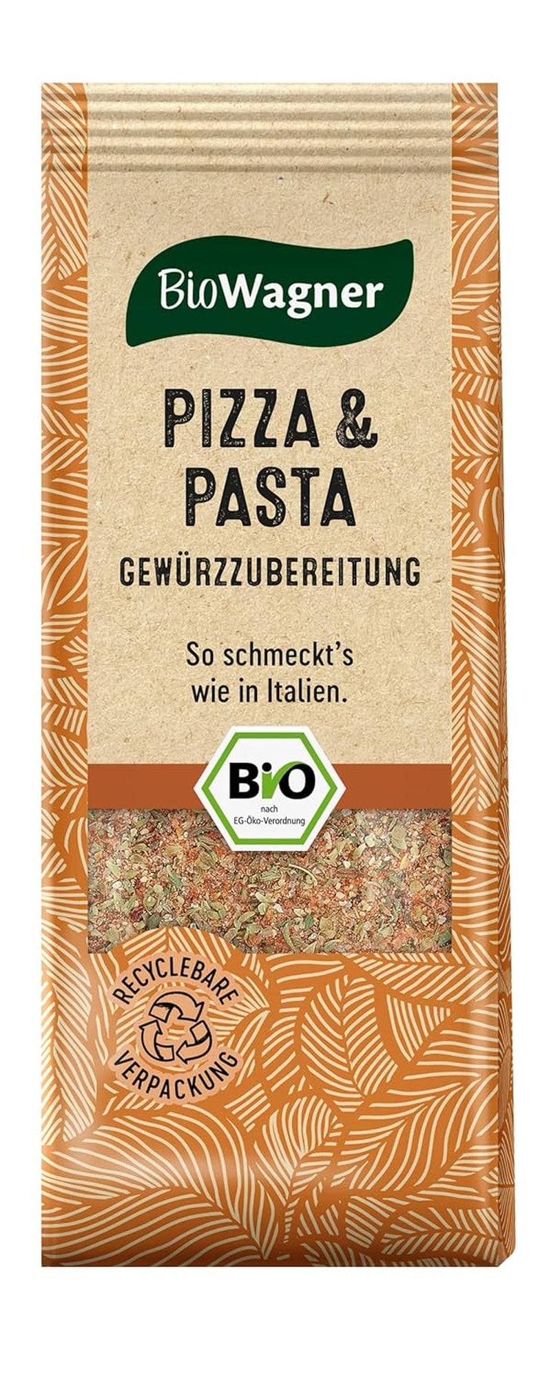 BioWagner - Bio Pizza i Pasta Gewürzzubereitung | naturbelassene Bio-Zutaten | opakowanie nadające się do recyklingu | 60 gr