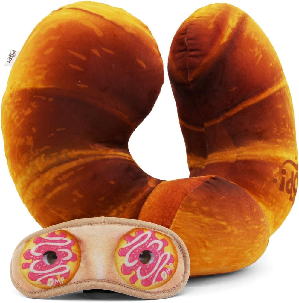 Pernă de gât și mască de somn Croissant, portocalie Perne calatorie Naty Shop Titlu implicit
