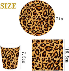 Leopardenmuster Partygeschirr Kindergeburtstag Deko Geburtstag Party Geschirr Dschungel Pappteller Becher Servietten Babyparty Tischdeko Set