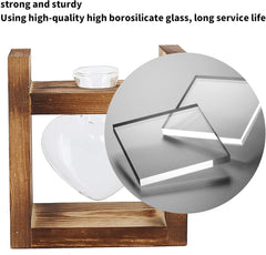 Drewniane stojaki do terrarium na rośliny, wazon na stół w kształcie serca, rośliny hydroponiczne z przezroczystego szkła do dekoracji domowego ogrodu, hydroponiczne dekoracje kwiatowe do biura, salonu, kuchni (A)