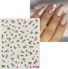 JMEOWIO 3D Nagelsticker Blume Nerdbeerenail Art Sticker Selbstklebend Nagelaufkleber 5D Stereoskopisch Dekoration Nageldesign Zubehör 1 Blatt