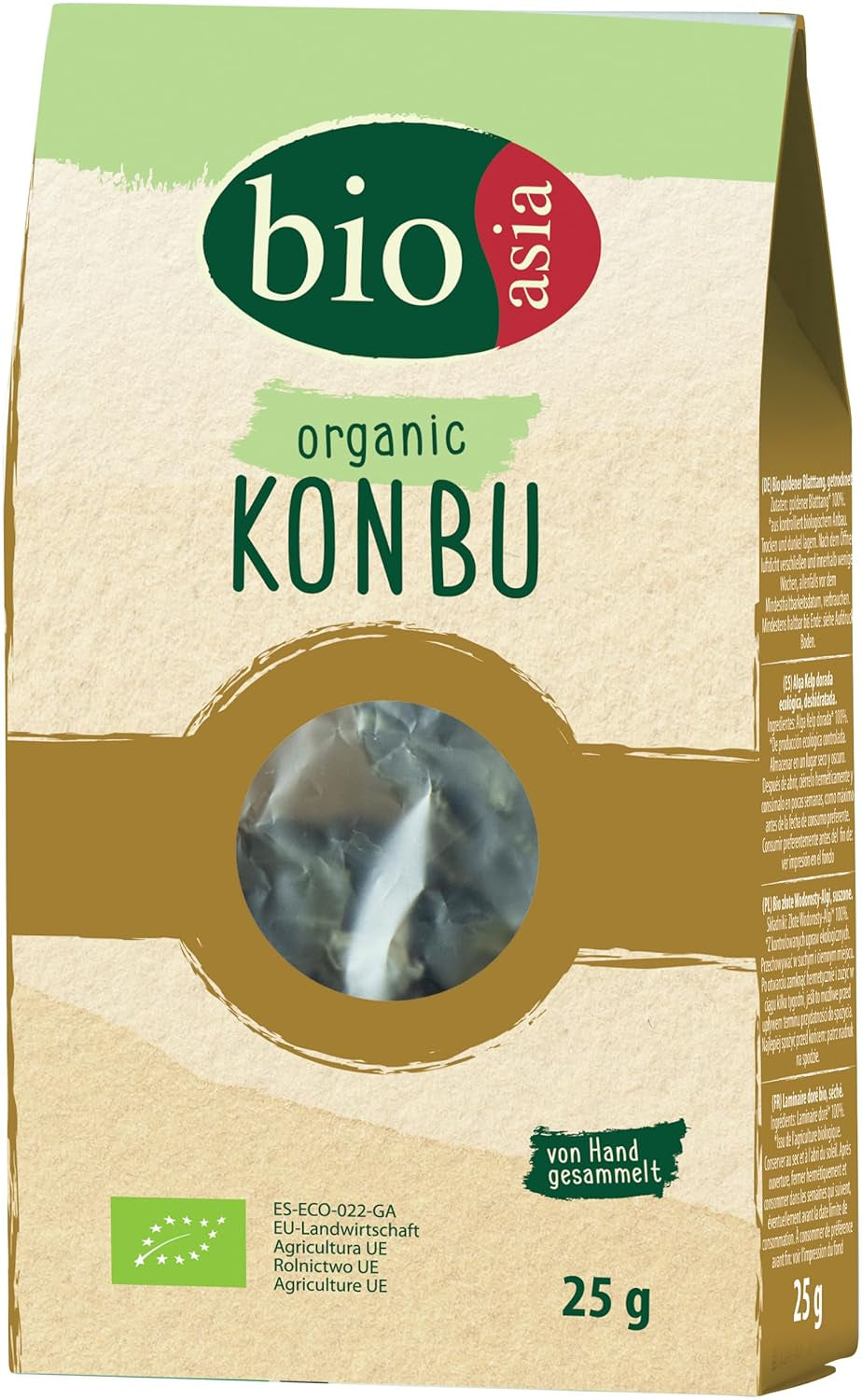 BIOASIA Bio Konbu, 100% naturalne algi, idealne do Aromatisierung von Suppen, Brühen & Aufgüssen, 1 x 25 g