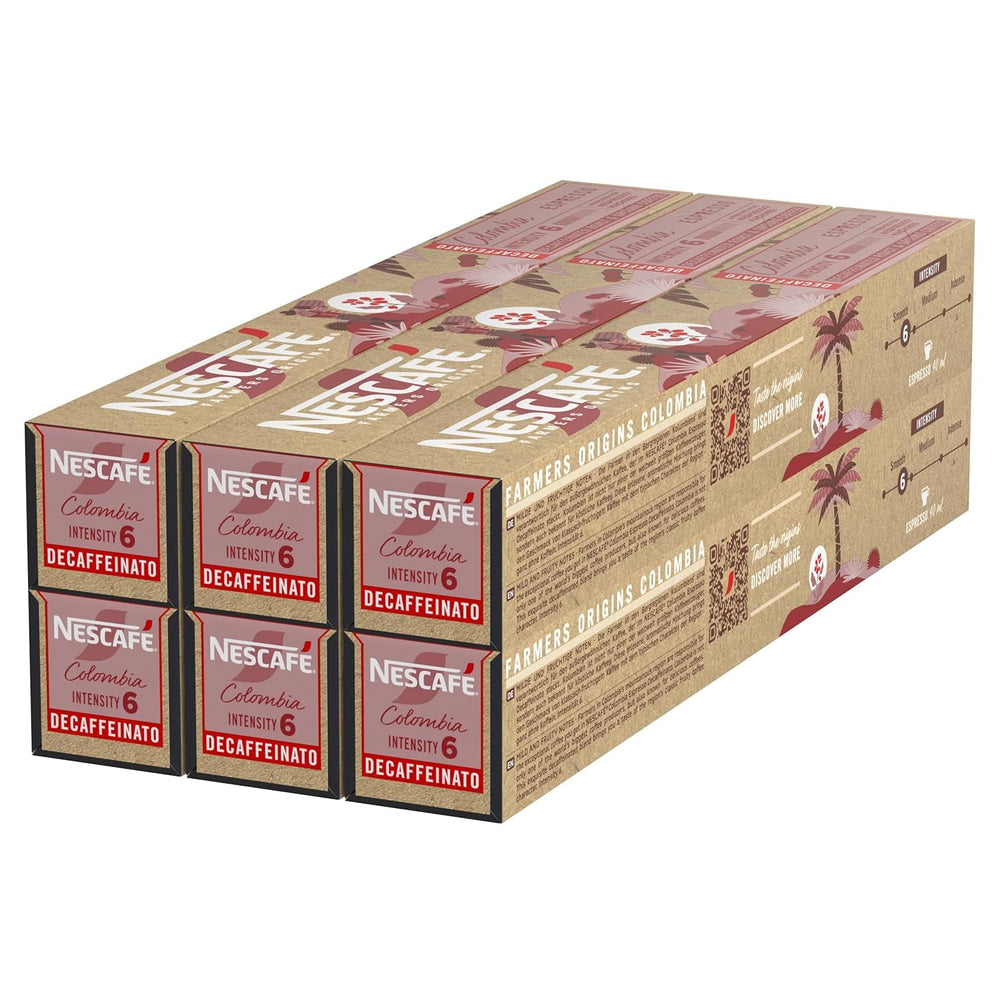 NESCAFÉ Farmers Origins Colombia Espresso Entkoffeiniert 6 x 10 Kaffeekapseln - Kaffeekapseln für Nespresso Maschinen