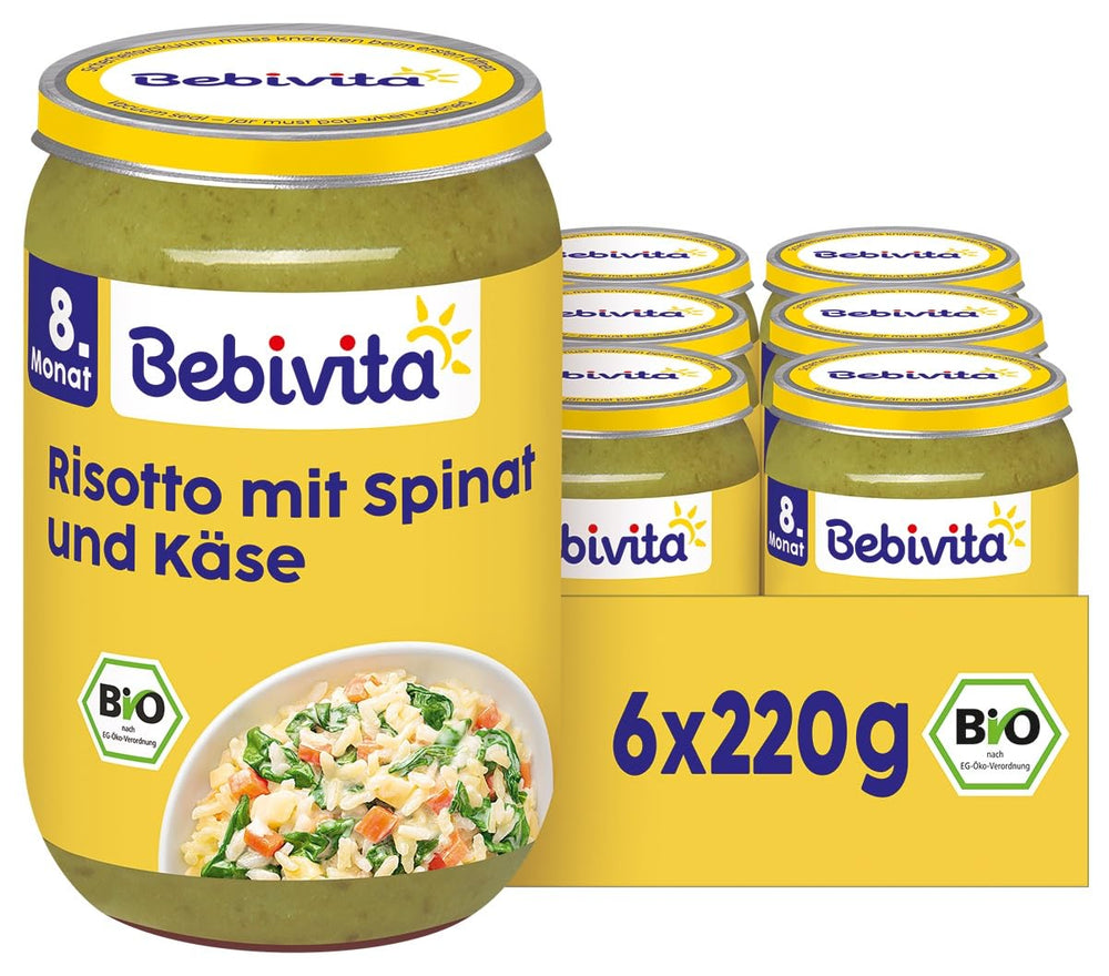 Posiłki od 8 miesiąca: Risotto z serem i szpinakiem, 220g, opakowanie 6 szt. (6x220g)