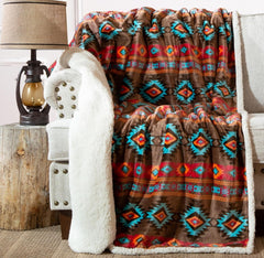 CARSTENS, INC. Wrangler Ultra Premium Throw Blanket, Super Soft, Sherpa Fleece, Oversized, 137.2 X 172.7 Cm, Southwest Horizon Paturi si Cuverturi Carstens, Inc.