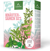 LERAVA Kräutersamen Set – 12 Sorten: Basilikum Samen, Parsilie Samen, Koriander, Oregano & mehr – Saatgut für frische Kräuter im Garten oder Topf, Premium Samen für Küche & Balkon - Zestaw Samen, nasiona