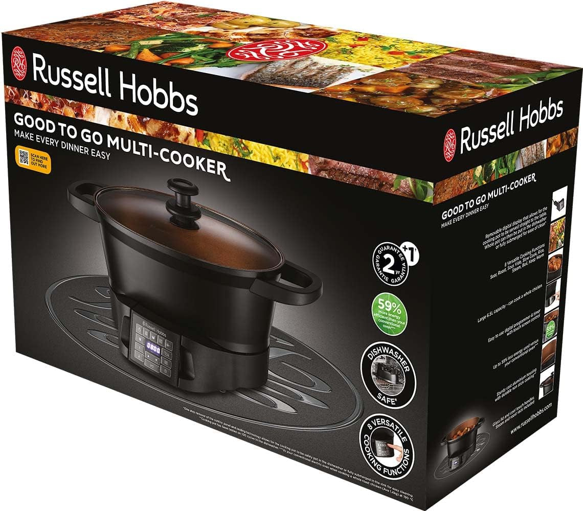 Multicooker Russell Hobbs 6.5L, afișaj digital, 8 funcții de gătit Slow Cooker Naty Shop